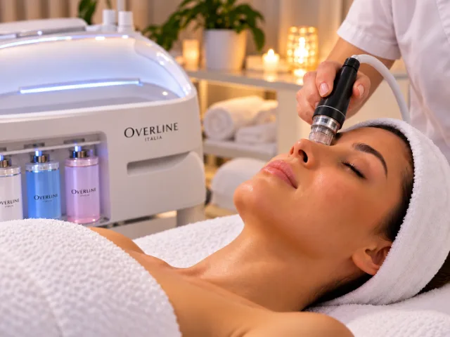 Aqua-Fusion-Plus-Gesichtsbehandlung mit Overline-Technologie zur Tiefenreinigung, zum Peeling und zur Feuchtigkeitspflege der Haut bei Sofia Beauty & Spa.